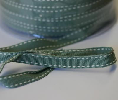 Strano Designs - 3/8" Sage w White Stitching - 35 yards  (sold individually)